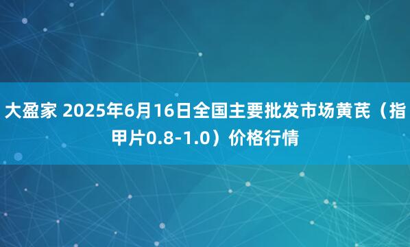 大盈家 2025年6月16日全国主要批发市场黄芪（指甲片0.8-1.0）价格行情