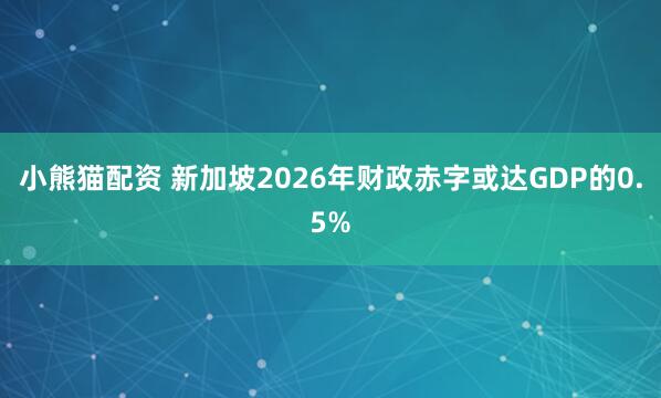 小熊猫配资 新加坡2026年财政赤字或达GDP的0.5%